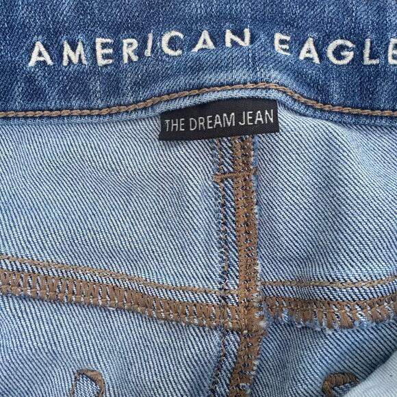 American Eagle Dream Jean 8 Blue Denim Jegging Distressed Ankle Stretch MidRise - Picture 7 of 10